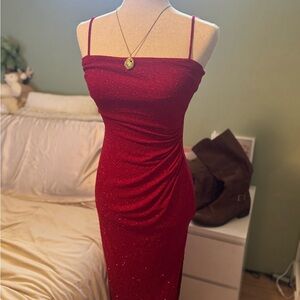 Windsor Strapless Red Glitter Dress